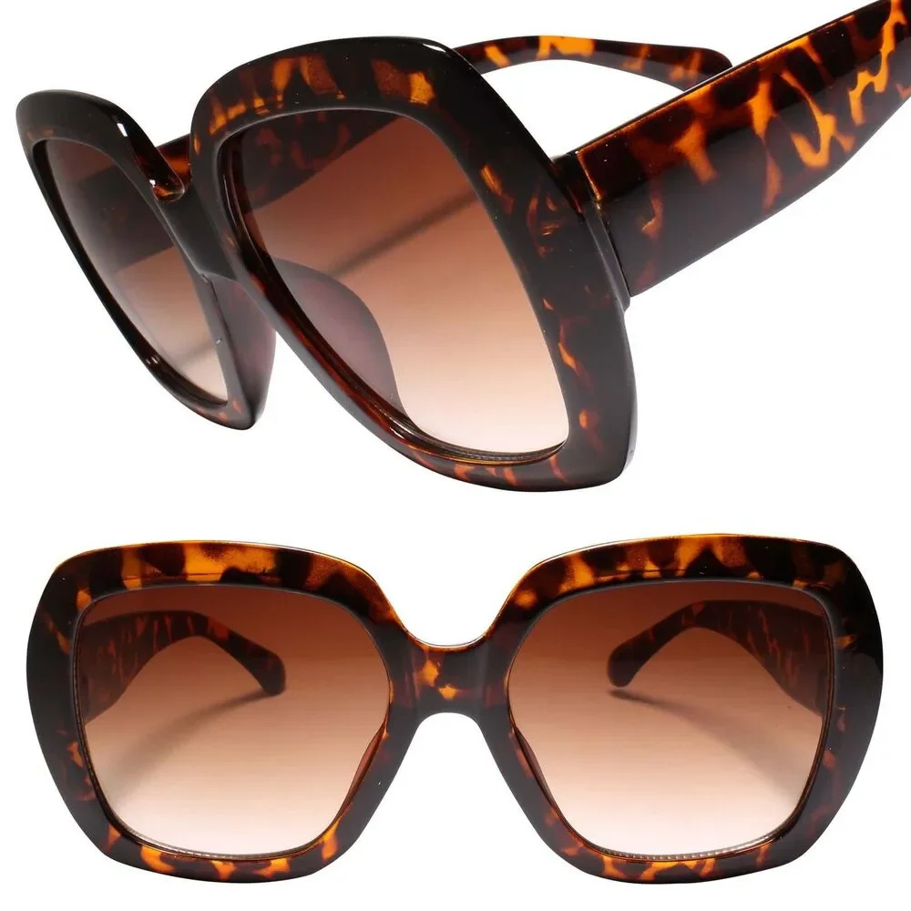 Gorgeous Classy Oversized Exaggerated Luxury Womens Tortoise Square Sunglasses